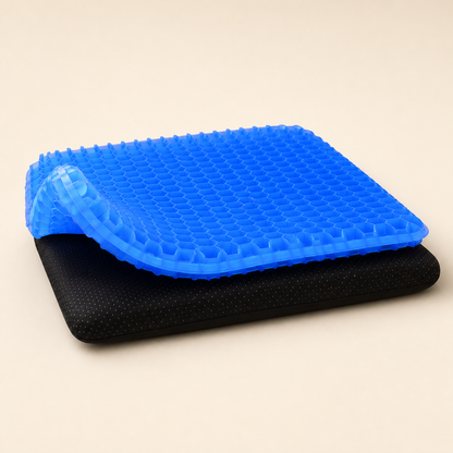 Cojín de gel azul de panal Galverin con funda negra
