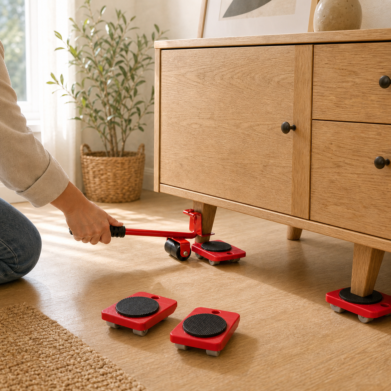 Kit Galverin utilizado para elevar y recolocar un mueble
