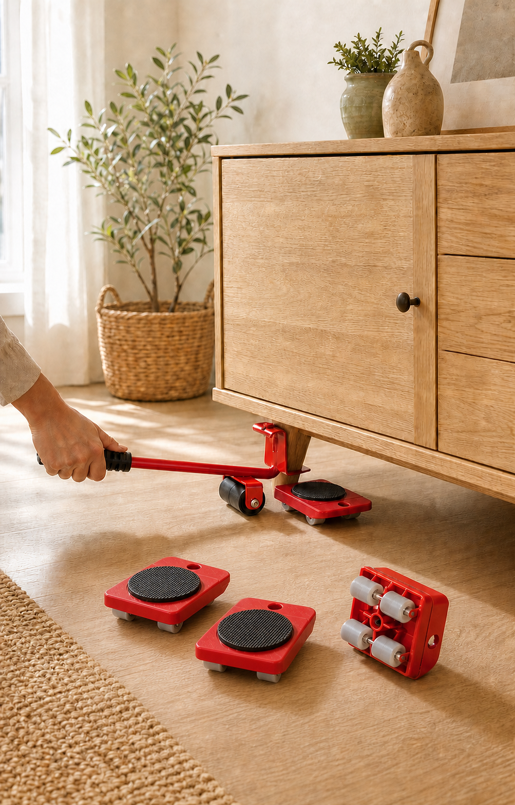 Kit Galverin para elevar y mover muebles con palanca y cuatro plataformas