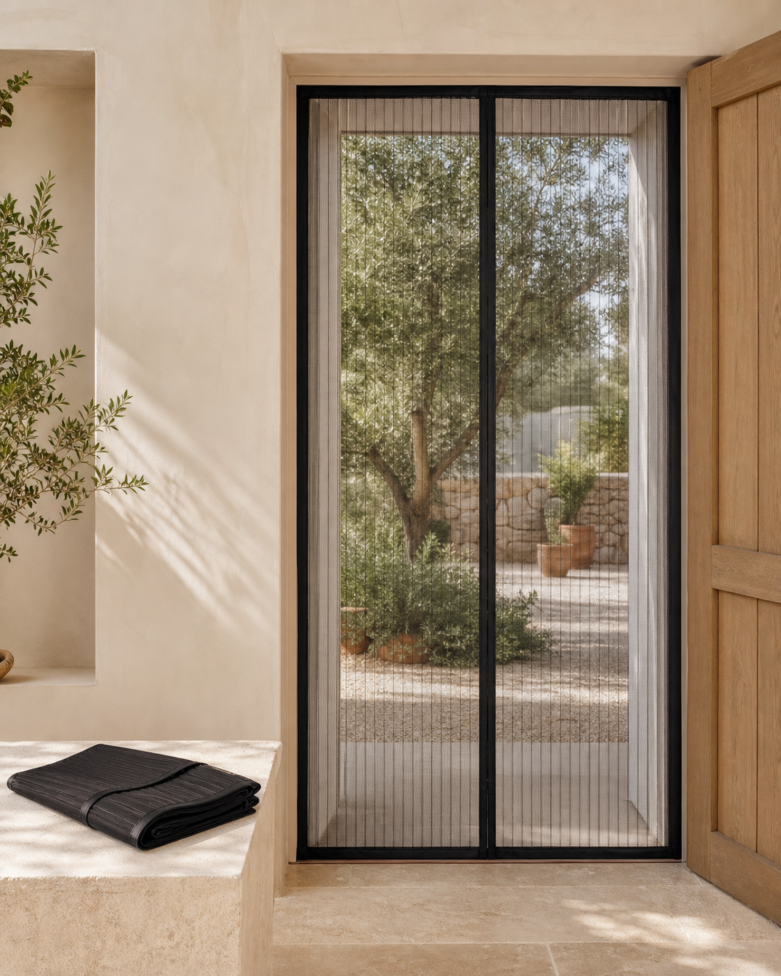 Pack de dos cortinas mosquiteras magnéticas negras Galverin
