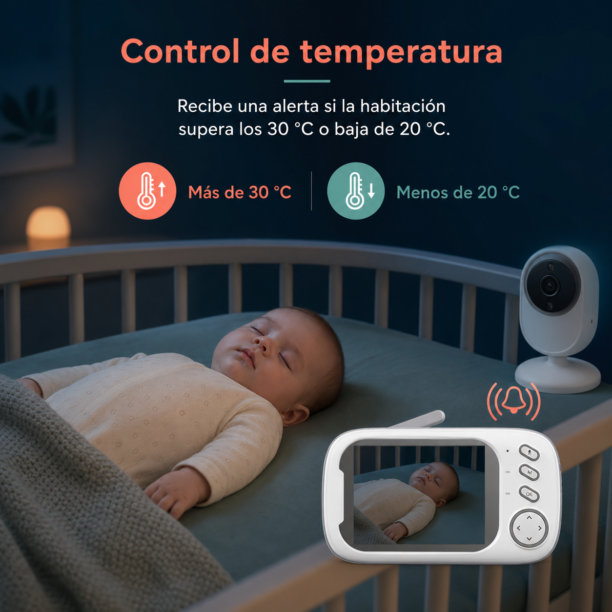 Control de temperatura de la habitación del bebé con alertas